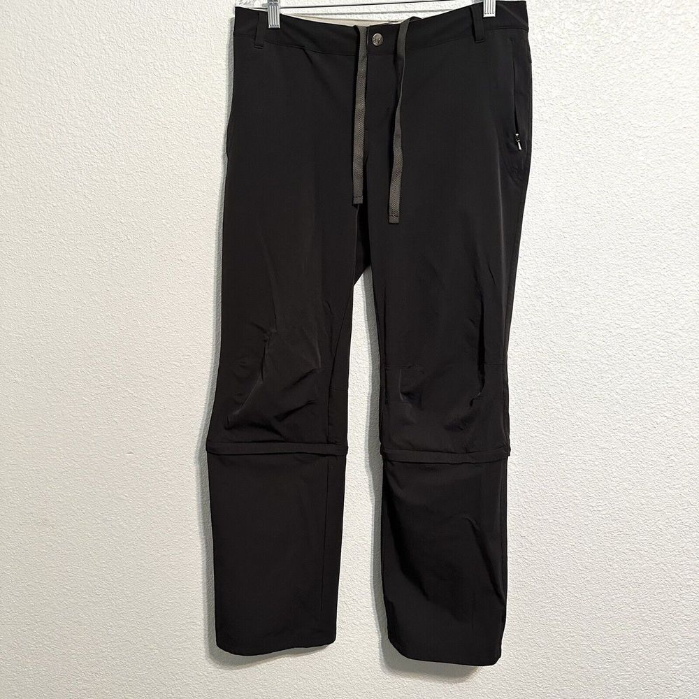 REI Pants Women 12 Black Straight Convertible Zip Stretch Nylon Outdoor